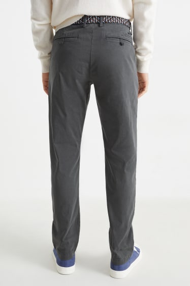 Men - Chinos with belt - regular fit - dark gray