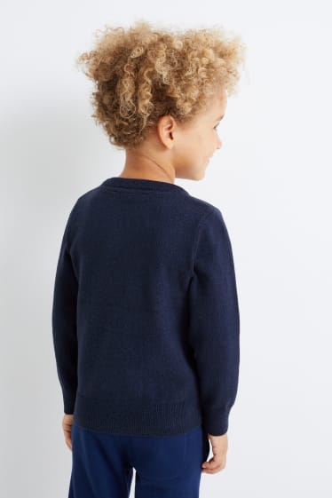 Kinderen: jongens - Trui voor de kerst - Kerstman met rendier - donkerblauw