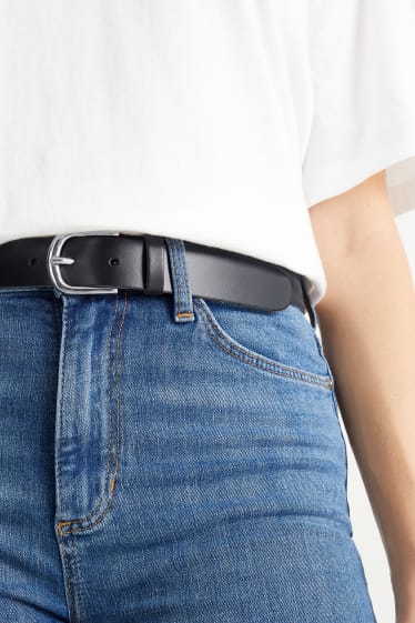 Women - Leather belt - black