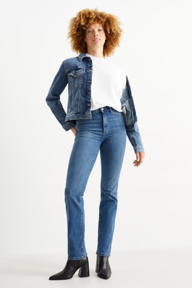 Women - Straight jeans - high waist - blue denim