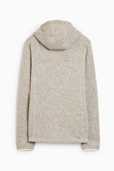 Femmes - Sweat en molleton zippé à capuche - gris clair chiné