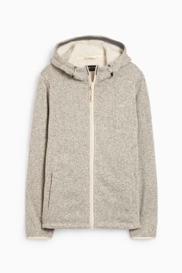 Femmes - Sweat en molleton zippé à capuche - gris clair chiné