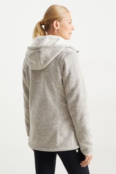 Femmes - Sweat en molleton zippé à capuche - gris clair chiné