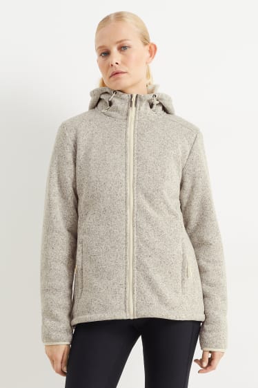 Femmes - Sweat en molleton zippé à capuche - gris clair chiné