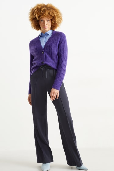 Donna - Pantaloni in jersey - gamba ampia - blu scuro