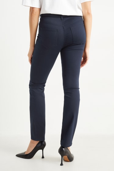 Donna - Pantaloni - vita media - slim fit - blu scuro