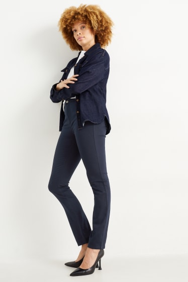 Donna - Pantaloni - vita media - slim fit - blu scuro