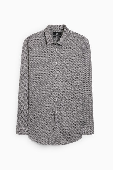 Heren - Business-overhemd - slim fit - kent - gemakkelijk te strijken - zwart / wit