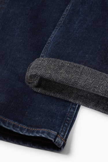 Men - Straight jeans - thermal jeans - denim-dark blue