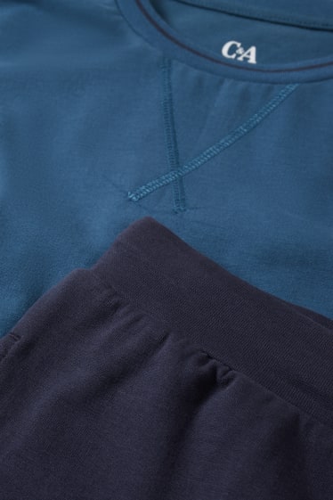 Heren - Pyjama van sweatstof - donkerturquoise