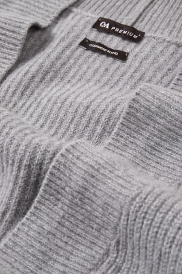 Dámské - Kašmírový pletený kardigan - šedá