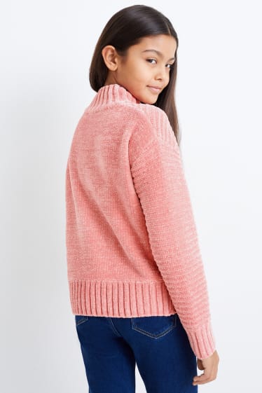 Enfants filles - Pull en chenille - rose