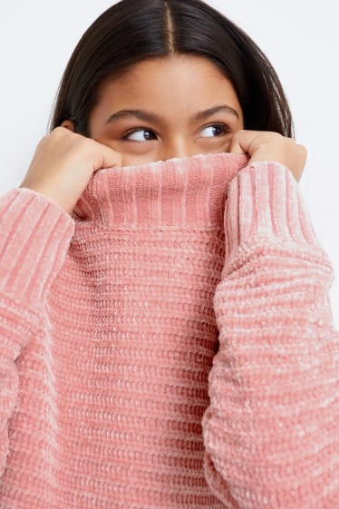 Enfants filles - Pull en chenille - rose