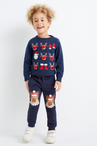 Kinder Buben - Weihnachts-Jogginghose - dunkelblau