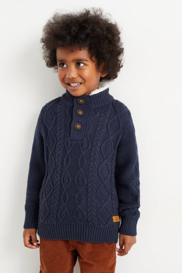 Kinderen: jongens - Trui - kabelpatroon - donkerblauw