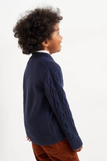 Kinder - Pullover - Zopfmuster - dunkelblau