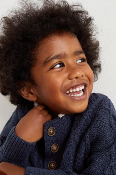 Kinderen: jongens - Trui - kabelpatroon - donkerblauw