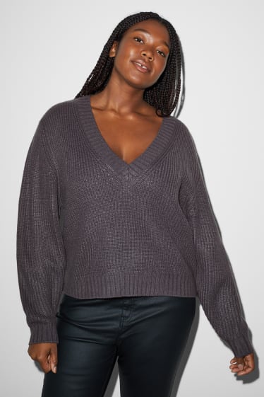 Damen - CLOCKHOUSE - Pullover mit V-Ausschnitt - grau