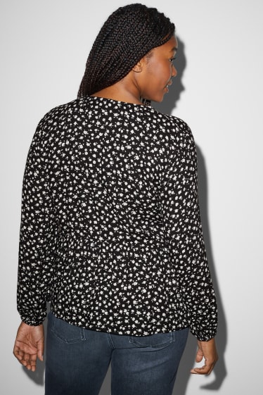 Dames - CLOCKHOUSE - blouse - gebloemd - zwart