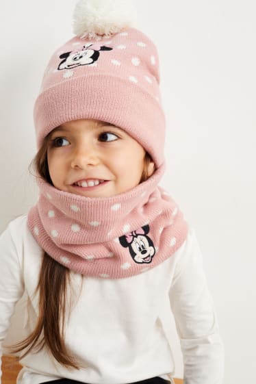 Kinder - Minnie Maus - Set - Mütze und Loop Schal - 2 teilig - rosa