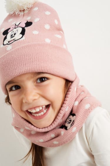 Enfants filles - Minnie Mouse - ensemble - bonnet et tour de cou - 2 pièces - rose