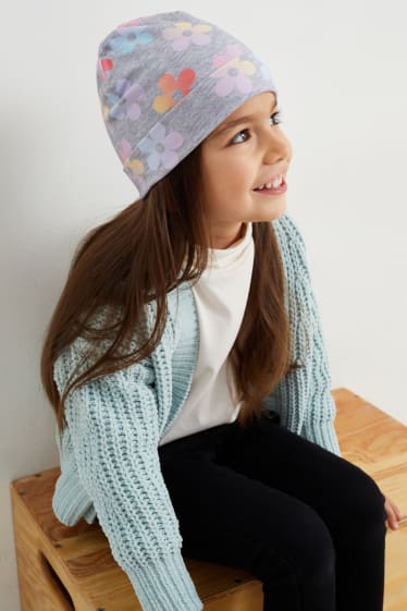 Enfants filles - Lot de 2 - bonnets - gris clair chiné
