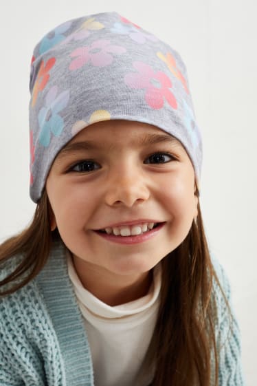 Enfants filles - Lot de 2 - bonnets - gris clair chiné