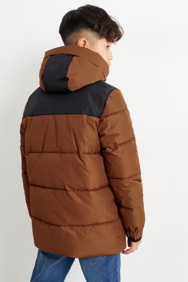 Kinder - Steppjacke mit Kapuze - braun