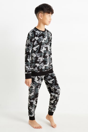 Kinder - Pyjama - 2 teilig - gemustert - schwarz