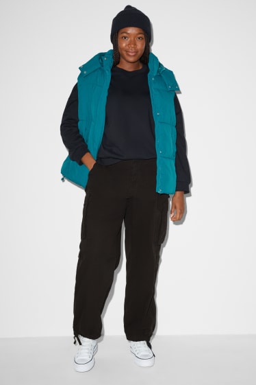 Dames - CLOCKHOUSE - cargobroek - mid waist - relaxed fit - zwart