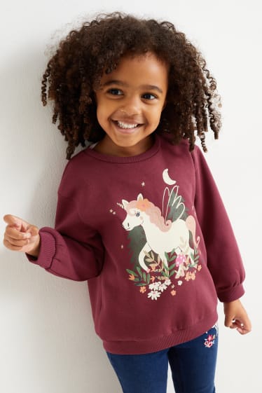 Bambine - Confezione da 2 - unicorno - felpa - rosso / beige