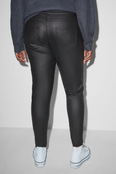 Dámské - CLOCKHOUSE - plátěné kalhoty - high waist - skinny fit - černá