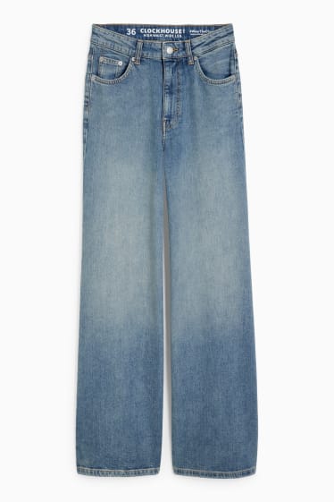 Adolescenți și tineri - CLOCKHOUSE - wide leg jeans - talie înaltă - denim-albastru deschis