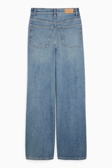 Women - CLOCKHOUSE - wide leg jeans - high waist - denim-light blue