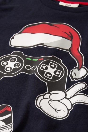 Kinderen: jongens - Gaming - pyjama voor de kerst - 2-delig - donkerblauw