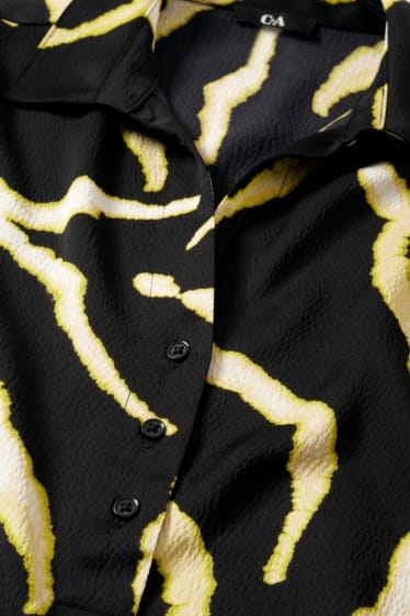 Women - Blouse - patterned - black