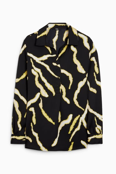 Women - Blouse - patterned - black