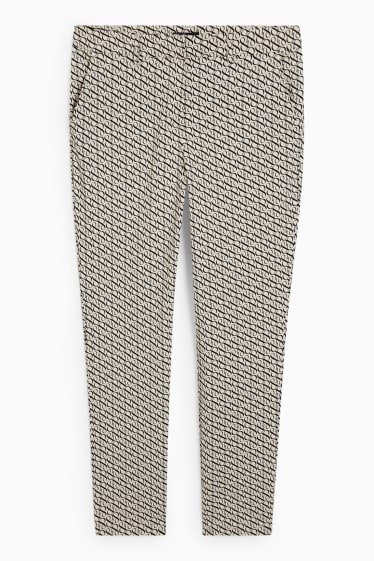 Damen - Stoffhose - Mid Waist - Slim Fit - gemustert - beige