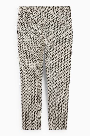 Dames - Pantalon - mid waist - slim fit - met patroon - beige