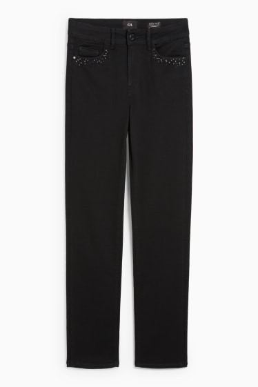 Women - Straight jeans - mid-rise waist - LYCRA® - black