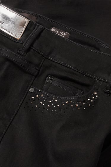 Women - Straight jeans - mid-rise waist - LYCRA® - black
