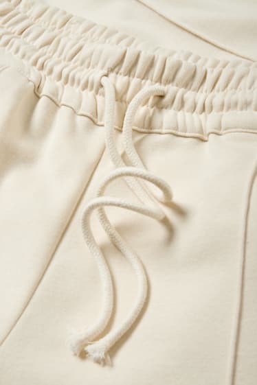 Damen - Jersey-Hose - Mid Waist - Wide Leg - hellbeige