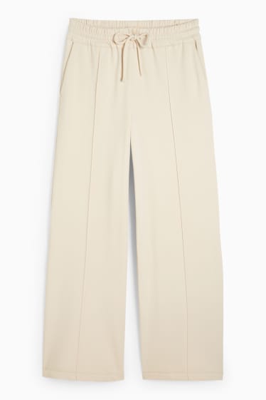 Femmes - Pantalon en jersey - mid waist - jambe large - beige clair