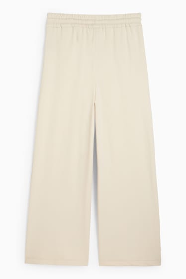 Damen - Jersey-Hose - Mid Waist - Wide Leg - hellbeige