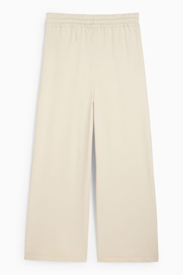 Femmes - Pantalon en jersey - mid waist - jambe large - beige clair