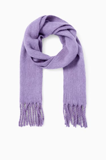 Women - Fringed scarf - light violet
