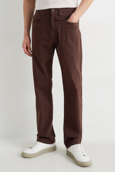 Hommes - Pantalon doublé - regular fit - marron foncé