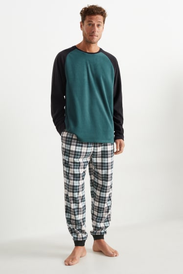 Herren - Fleece-Pyjama - dunkelgrün