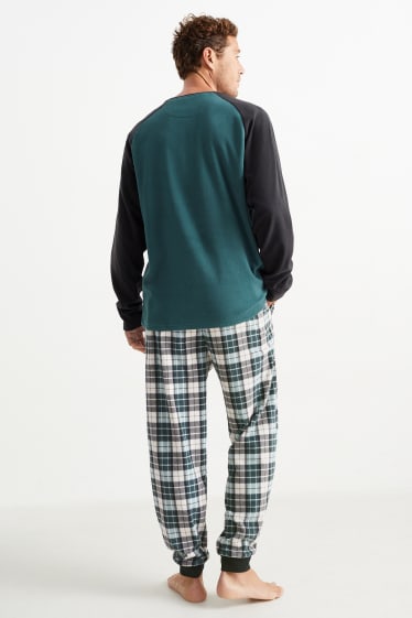 Herren - Fleece-Pyjama - dunkelgrün