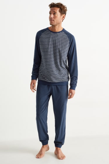Heren - Pyjama van badstof - donkerblauw